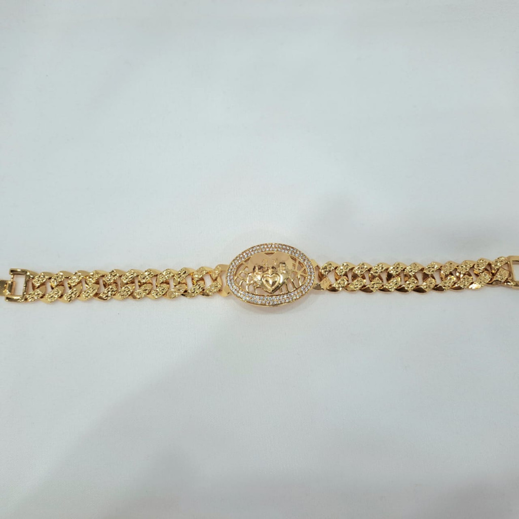 Gelang Rantai Besar dengan Permata Lapis Emas, Love Aksesoris Imitasi Lapis Emas Terbaik