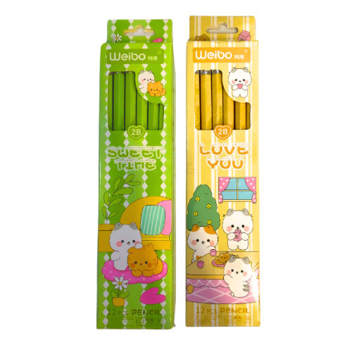 

Pensil 2B Weibo HAPPY DAY WB-7031 Pensil Impor/Pencil 2B Set Alat Tulis - LUSINAN SHESB