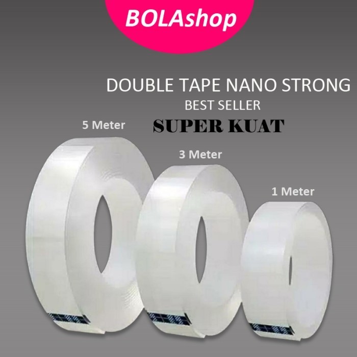 

Double Tape Super/Nano Tech Magictape/Ivy Grip Tape/Isolasi Bening - 2MM x 1Meter