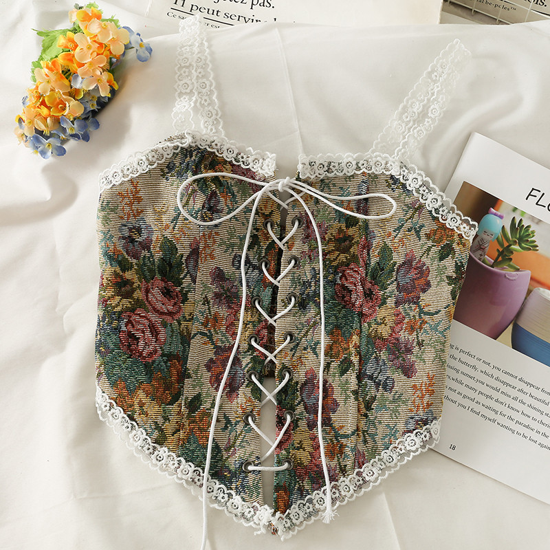 NEWSALE Tank Top Crop Wanita Korean Style Tangtop Lace Floral