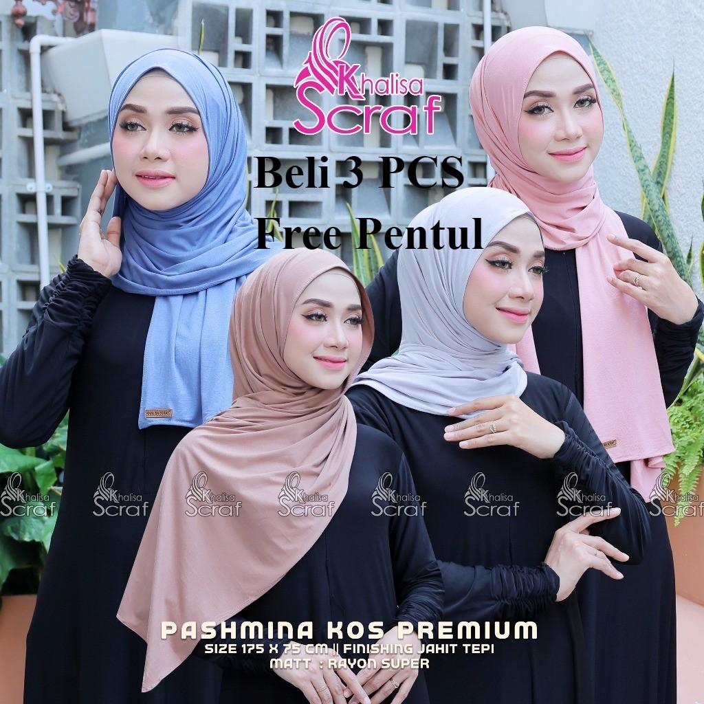 [Beli 3 Free pentul] Pasmina kaos rayon premium bahan tebal tidak menerawan/ pashmina kaos/ pashmina