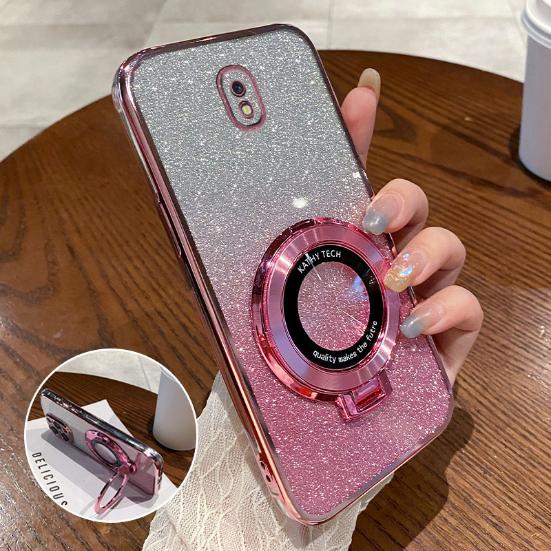 Casing HP Samsung Galaxy J7 Pro 2017 Back cover Luxury Shiny Gradient Plating Glitter MagSafe Ring S