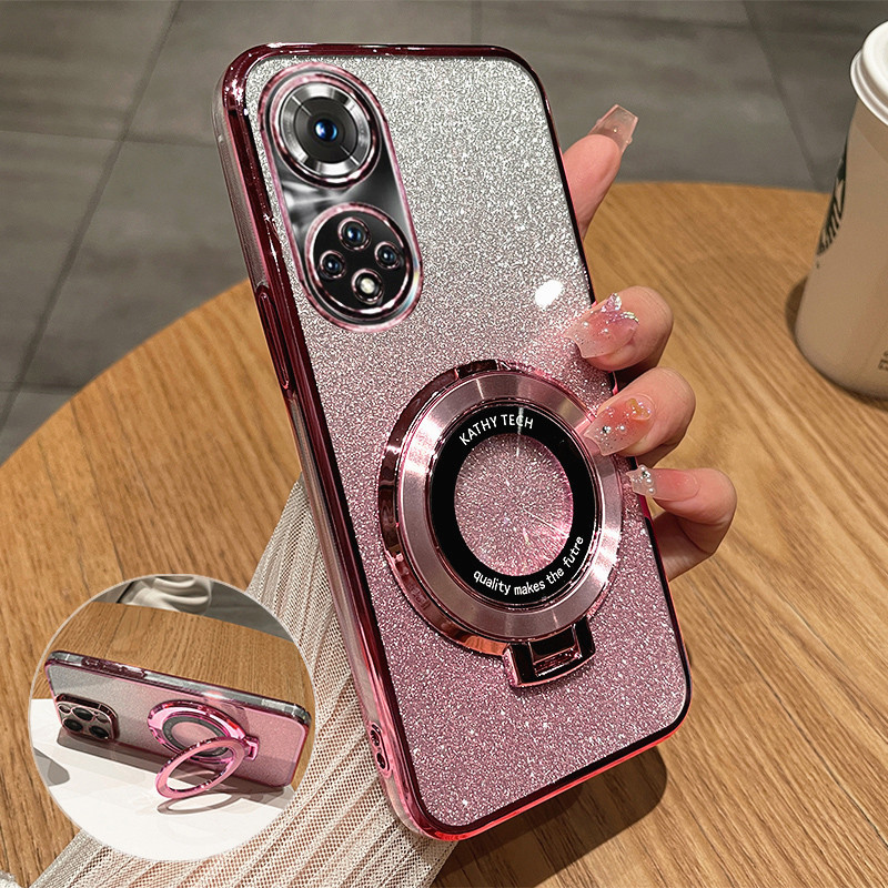 Casing HP Huawei Nova 9 Nova 9 SE Back cover Luxury Shiny Gradient Plating Glitter MagSafe Ring Stan