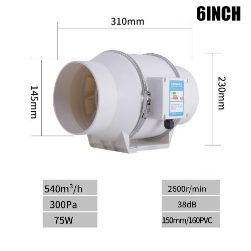 blower dapur penghisap asap dapur 4" 6" 8" 220V Blower Hisap Untuk Kamar Mandi Dapur Kipas Angin