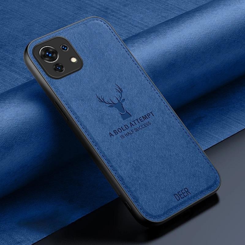 for Xiaomi Mi 11 Lite Mi11Lite Case Fabric Luxury Cute Deer Cloth Soft Edges Hard Cover XiaomiMi11Li