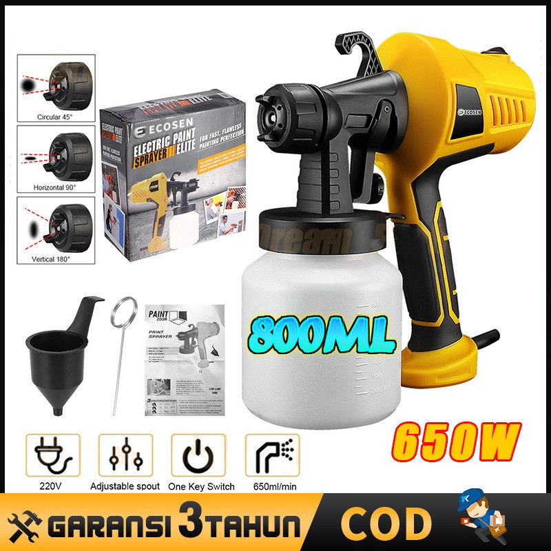 FV89OD ECOSEN 800ML Pistol semprot listrik Electric Spray Gun 650W Alat semprot cat Semprotan elektr