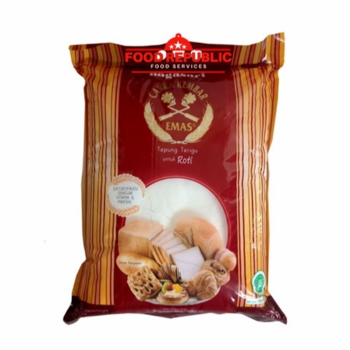 

TERJUAL tepung terigu cakra kembar emas 5 kg