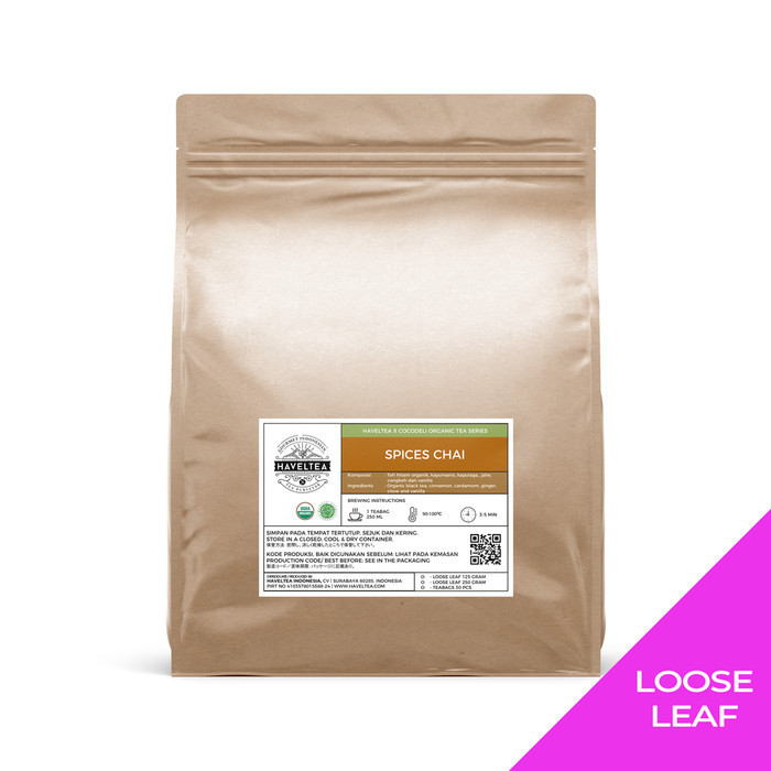

TERJUAL SPICES CHAI | Pouch | Cocodeli by Haveltea Organic | Teh Rempah Jahe - Loose Leaf 250g