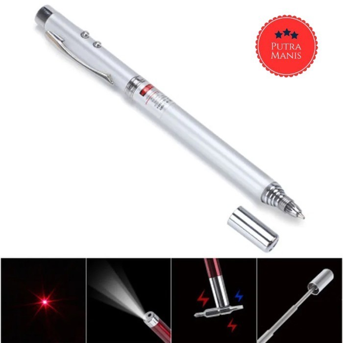 

Pena Pulpen 5in1 Tinta Hitam Laser Senter Pointer Persentasi Teleskopik Magnet Retractable Guru Sekolah Les Stick Class Command Pulpen Multifungsi 5 in 1 Pen Laser Pointer Telescopic LED Magnetic Silver Alat Tulis seter presentasi poiter bolpen keren