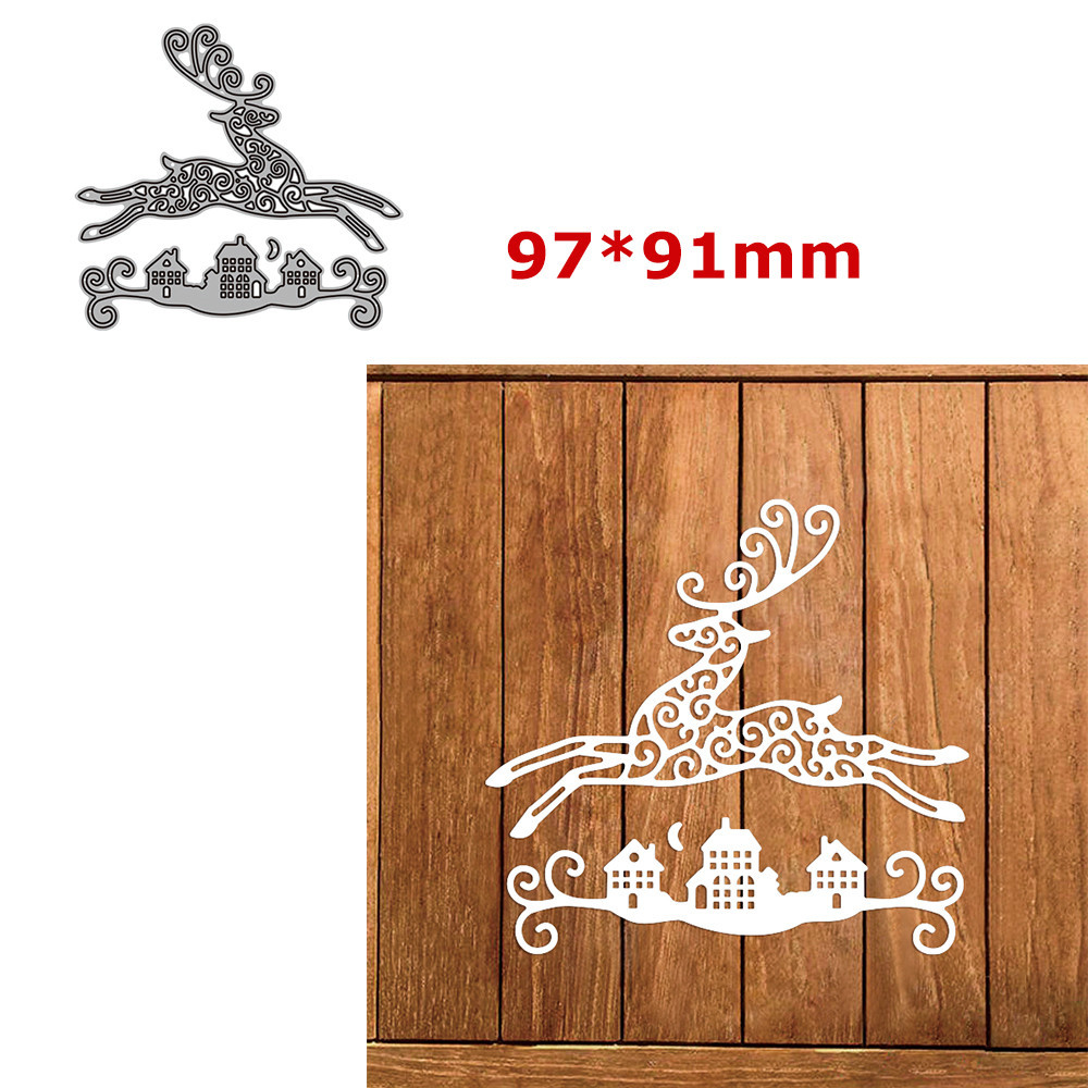 

Reindeer Winter House Metal Cutting Dies Die Cut DIY Scrapbooking Album Paper Card Crafting Knife Making Template 2022 New