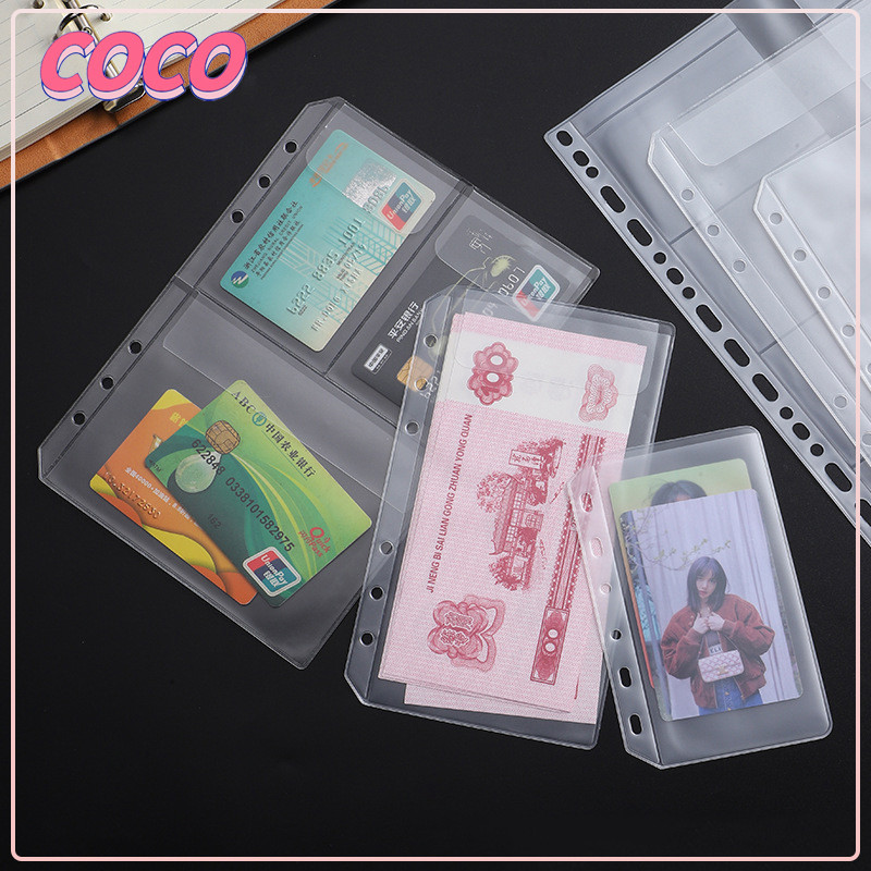 

Tas berkas pengikat enam lubang transparan PVC tas penyimpanan A6/A5 - coco_market