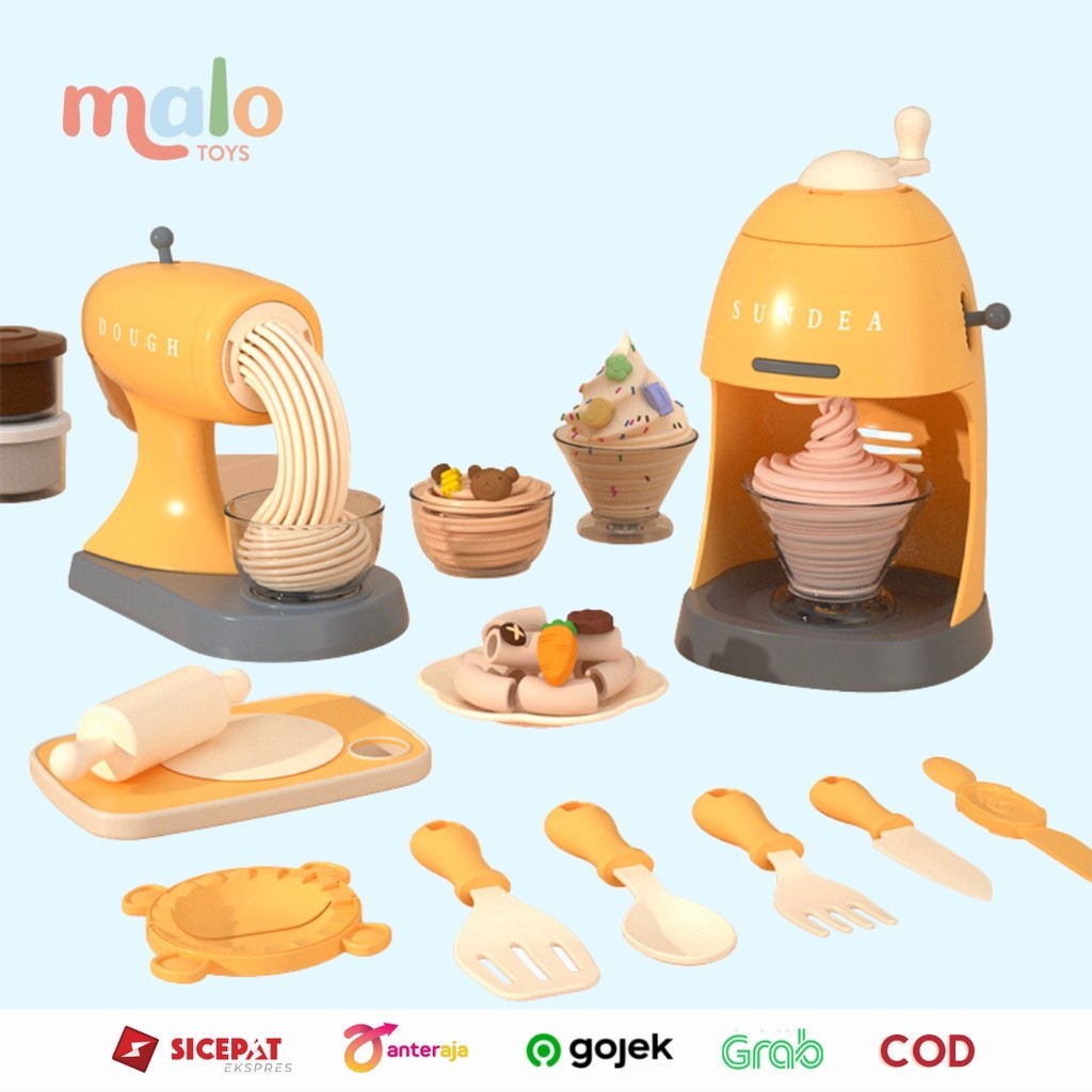 FV67UM MALOTOYS - Cetakan Playdough Ice Cream Noodle Maker Clay Plastisin Mainan Mie Es Krim Playdoh
