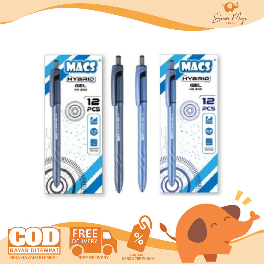 

MACS Hybrid Retractable Gel Pen HG300 SATUAN / Pulpen Cetek Jel 0.5mm Murah