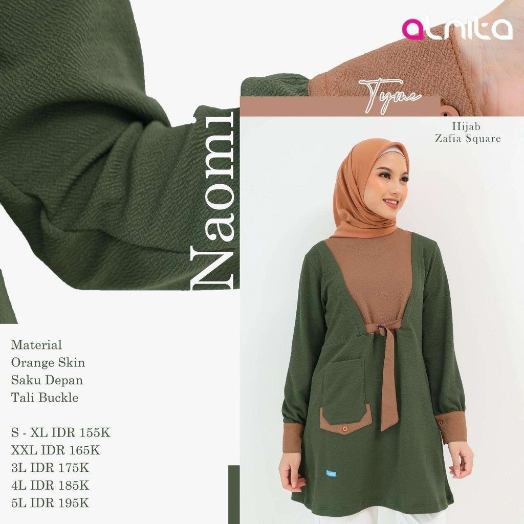 Naomi Series By Nibras/Baju Atasan Wanita Dewasa Bahan Crinkle/R&N/Baju Lengan Panjang Alnita/Sale A