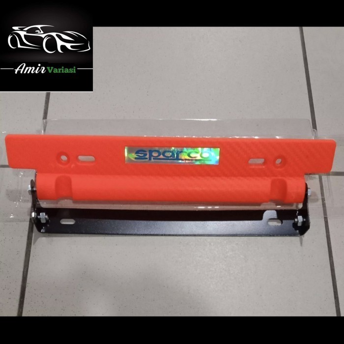 Tatakan dudukan tempat plat nomor mobil JDM orange universal - Sparco Variasi