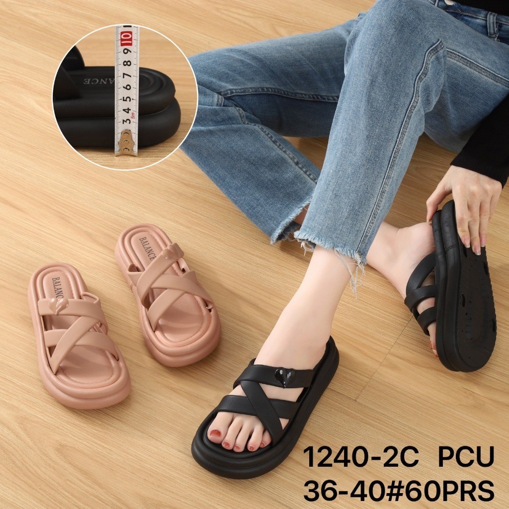 Sandal Wanita Tali Silang / Slip On Tali Silang Balance  1240-2C