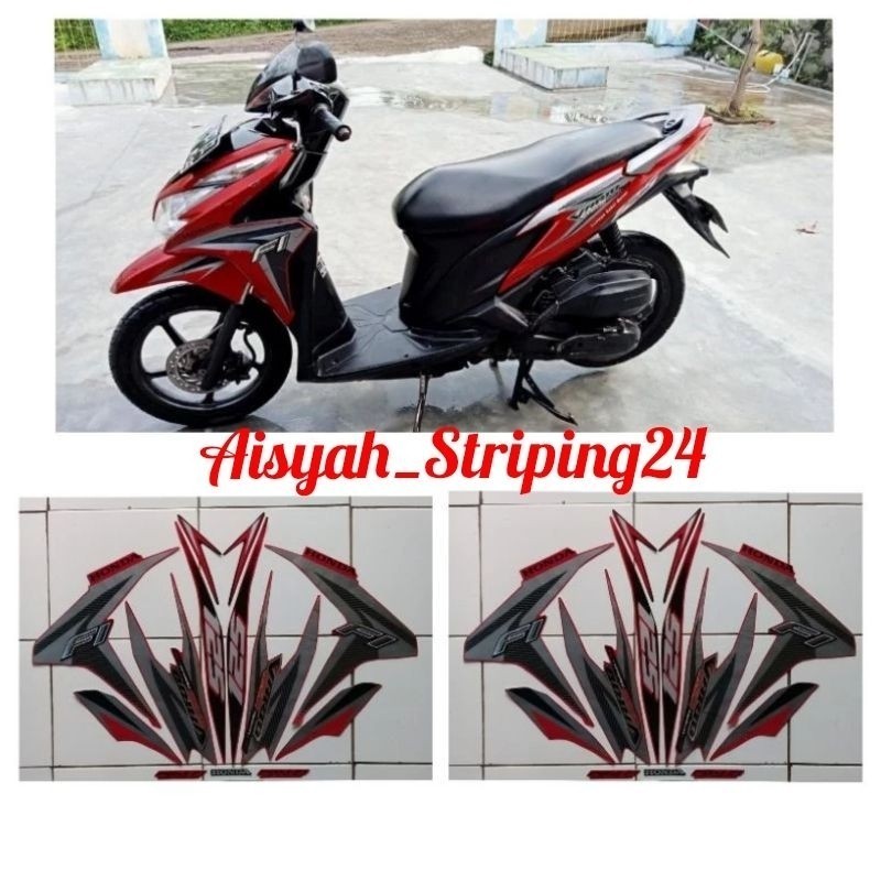 stiker striping sticker Lis les body motor Honda vario techno 125 fi old 2013 merah