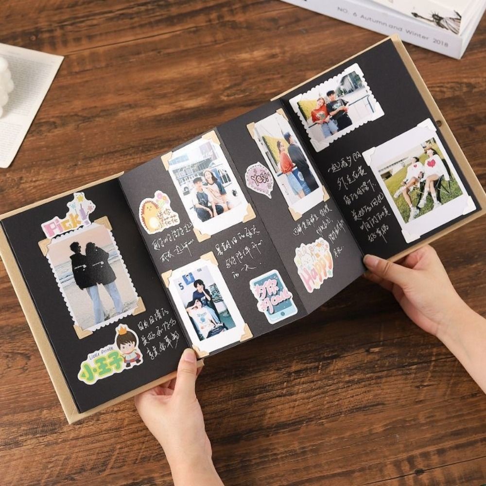 

10 pages accordion folding diy small photo album This kraft paper growing souvenir book Creative G