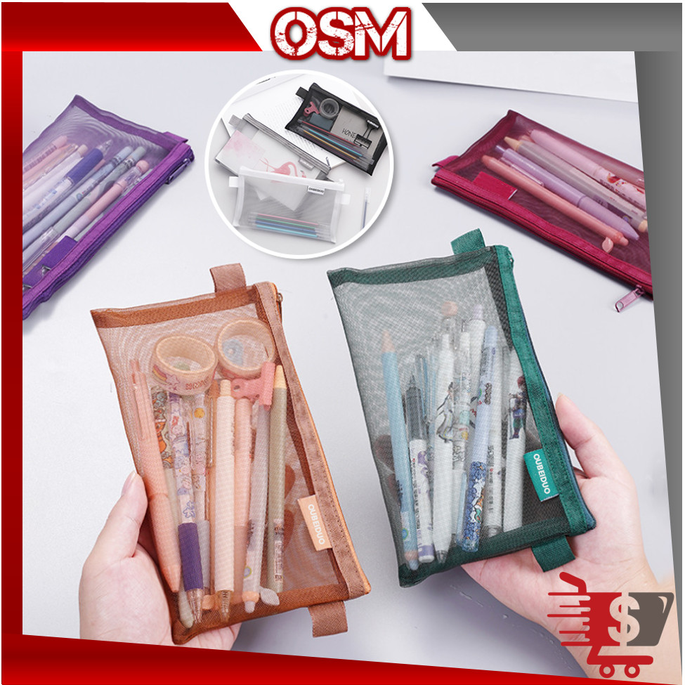 

OSM - S6227 Tempat Pensil Jaring Sekolah Anak / Pouch Resleting Kapasitas Besar