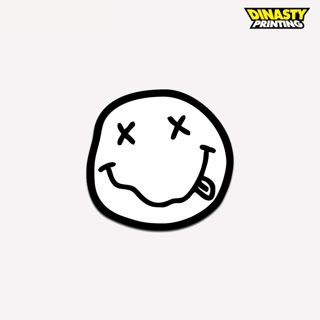 

STICKER PRINT CUT NIRVANA SMILE KURT COBAIN | STIKER BAND SERIES LAMINASI GLOSSY