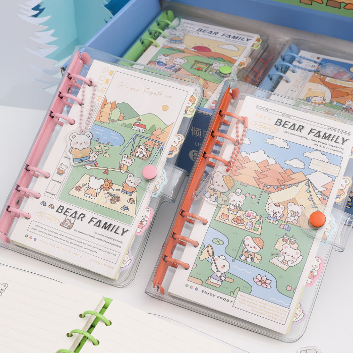 

bib Notebook Ring Motif Bear Family Diary Kancing Binder Ring 48K - 7167