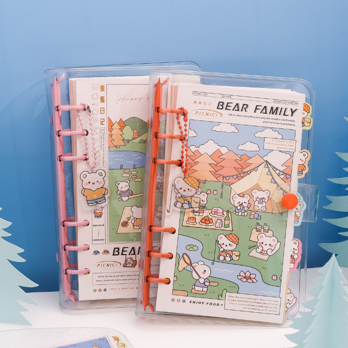 

HJK Notebook Ring Motif Bear Family Diary Kancing Binder Ring 48K - 7167