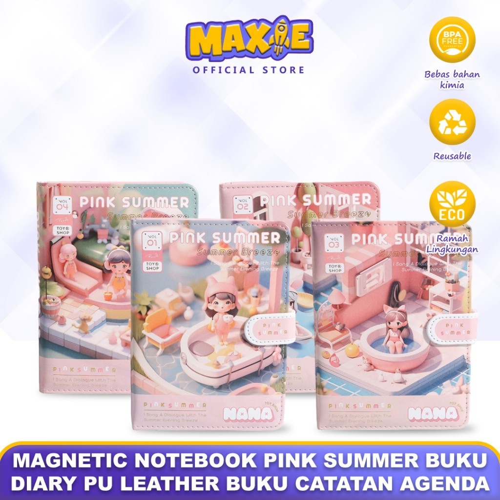 

Magnetic Notebook PINK SUMMER Buku Diary PU Leather Buku Catatan Agenda - 6984