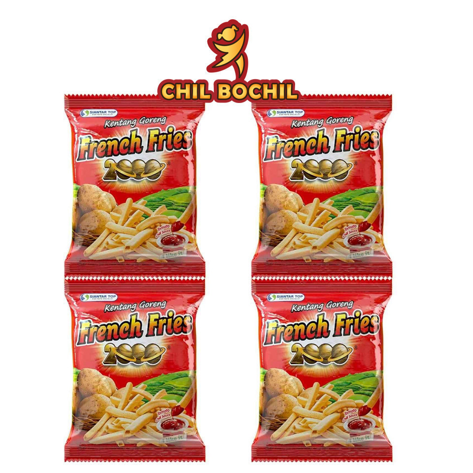 

FRENCH FRIES RENCENG ECER 2000 ISI ( 10 SACHET X 15 GRAM ) - CHIKI KENTANG GORENG FRENCH FRIES RENCENG ECER 2000 - CHIL BOCHIL