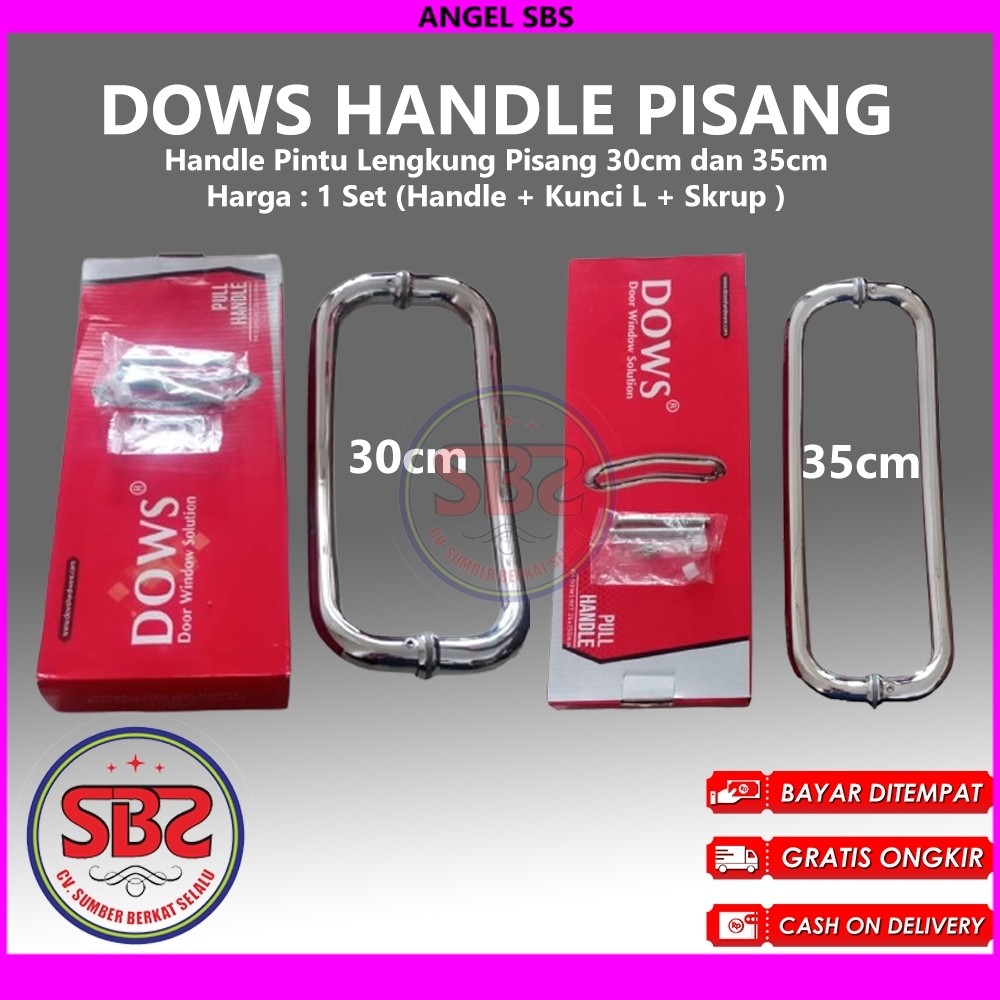 DOWS Handle Lengkung Handle Pisang Tarikan Pintu Kupu Tarung - Handle Pintu Lengkung Pisang 30cm dan