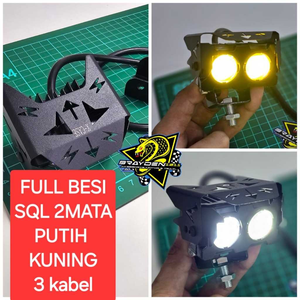 Lampu sorot sql 2 mata putih kuning / lampu tembak motor mobil sql 2 mata / sql 2mata