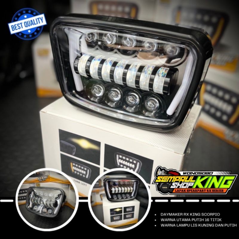 Lampu demeker rx king plus breket demeker rxking new oval scorpio Demeker RX KING 16 mata plus sein 
