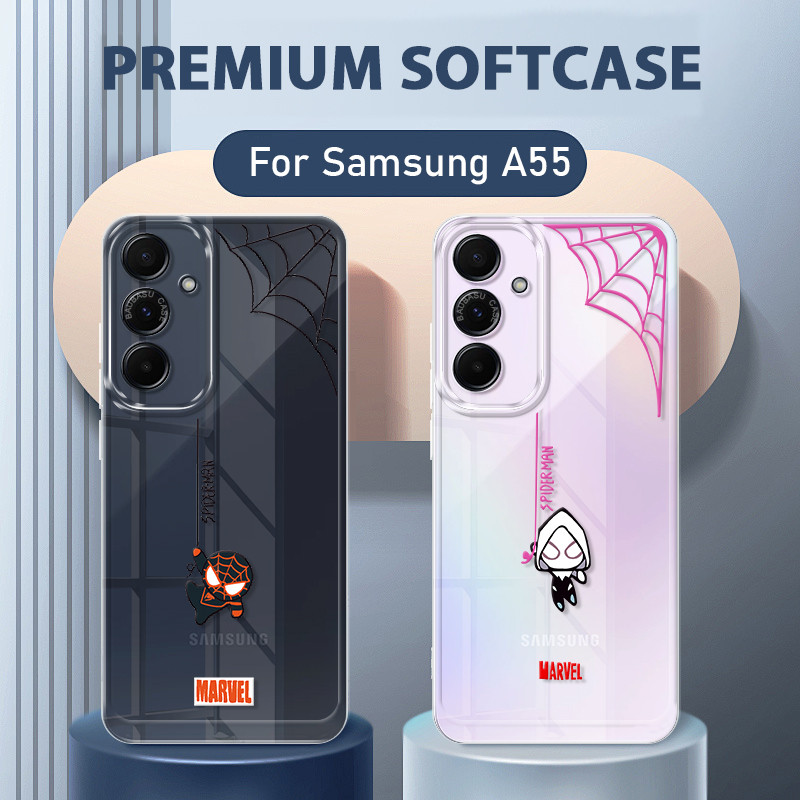 Spiderman Couple Soft Case Samsung A55 5G Lucu Terbaru Casing Galaxy A55 5G Case Hp Clear Samsung A1