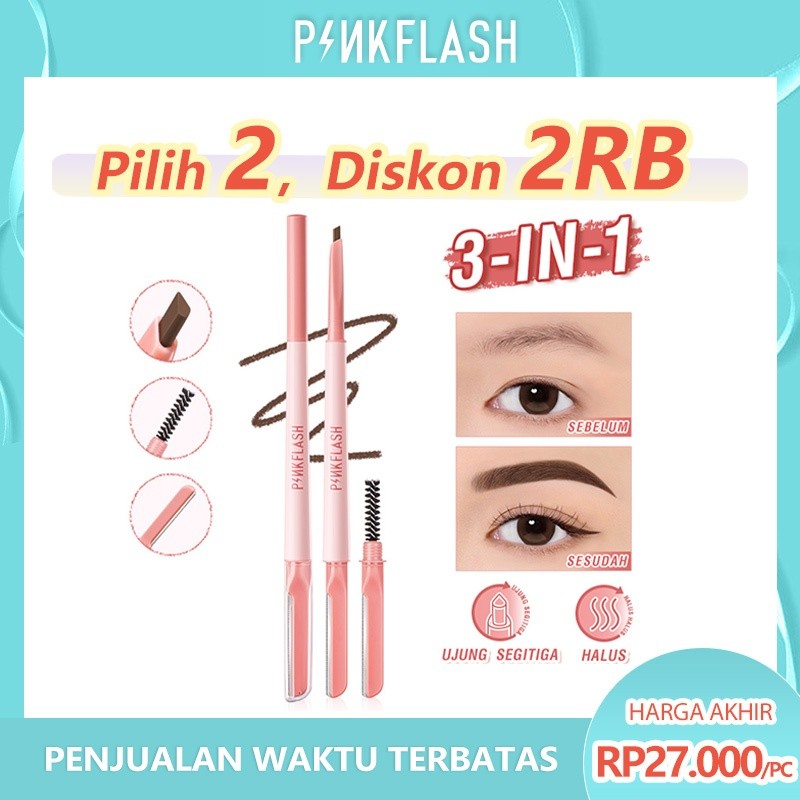 PINKFLASH #PinkDefiner 3-In-1 Multi-use Eyebrow Pencil Teardrop Tip Smooth Stroke Long-lasting Pensi