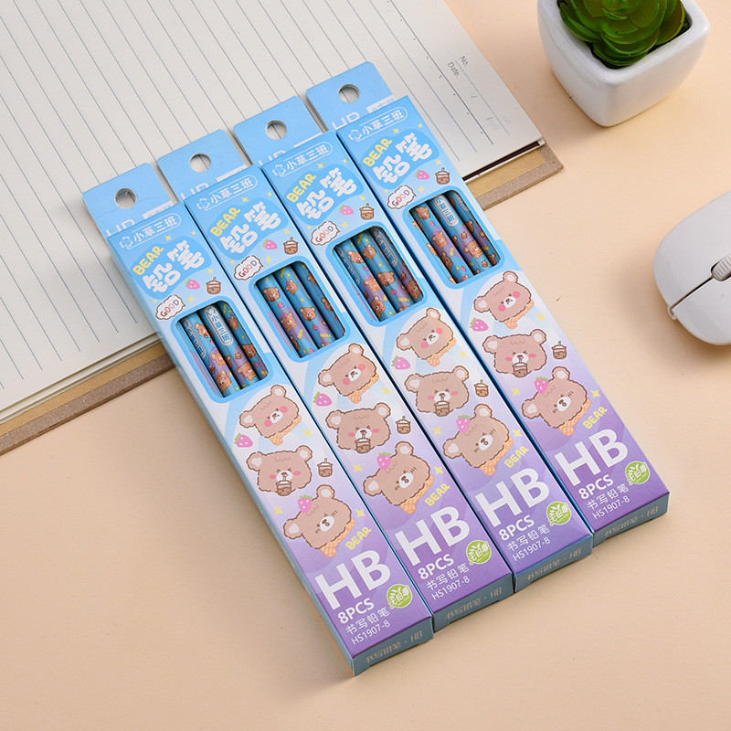 

TERFAVORIT! PENSIL HB ISI 8 PCS MOTIF BROWN BEAR FOODIES KAWAII LUCU IMUT