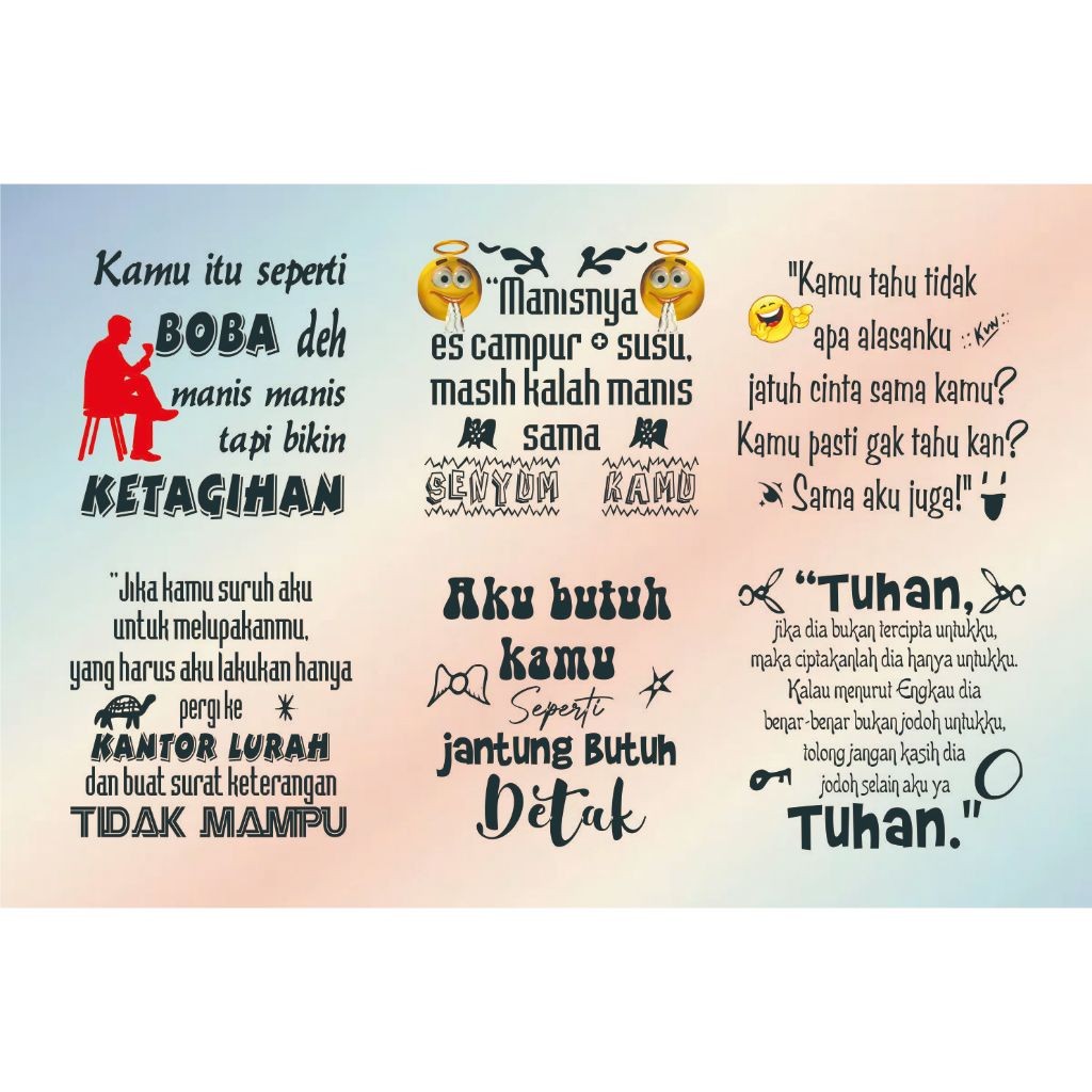 

100 PCA STIKER TRASPARAN KATA KATA PUJANGGA