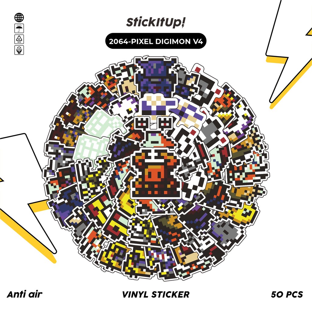 

COD✨ 50 Pcs Stiker Pack PIXEL DIGIMON V4 Lucu Aesthetic Vynil Waterproof untuk Freebies Sticker Buku Journal Casing HP Laptop