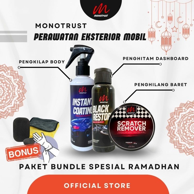 COD PROMO PAKET RAMADHAN MONOTRUST INSTANT COATING PENGKILAP BODY MOBIL BLACK RESTORER SHINE SHINY D