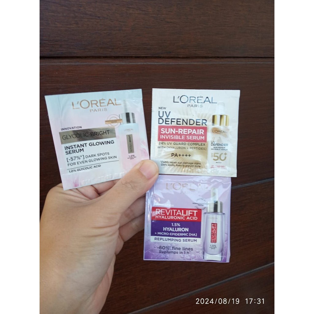 Loreal Hyaluronic Serum UV Defender Glycolic Serum 1,5 ml