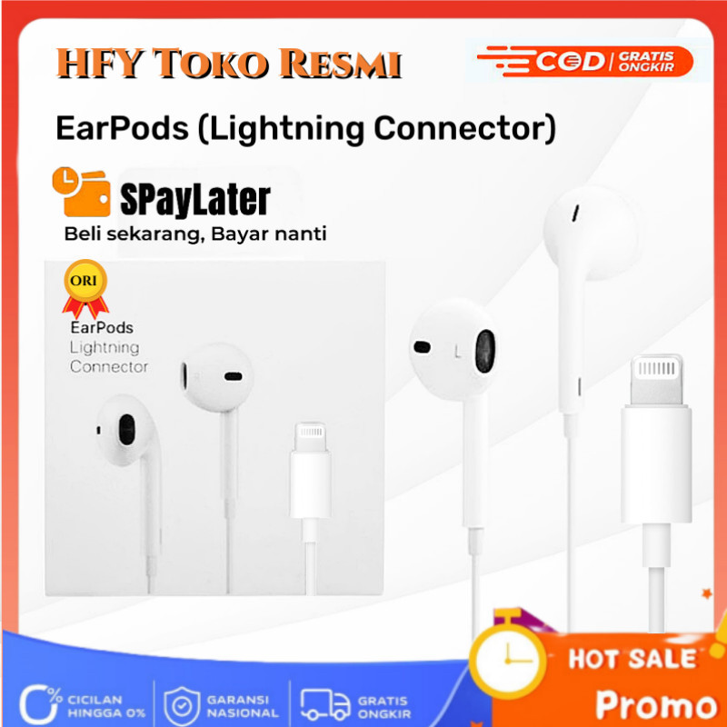 EarPods Lightning Connector Earphone IPhone Original 100% Garansi - Headset Headphone Earphones 12 M