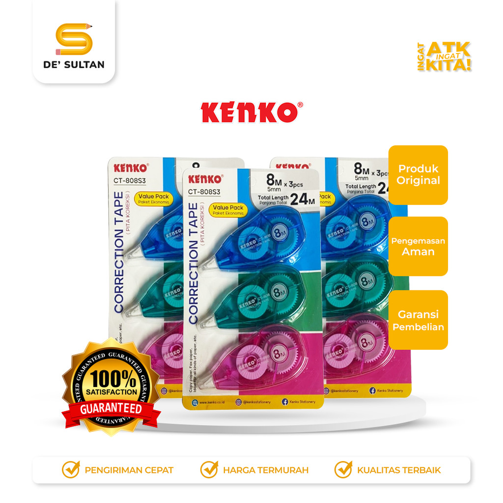 

KENKO PITA KOREKSI/ CORRECTION TAPE CT-808S3 [8M x 5mm] (1SET)