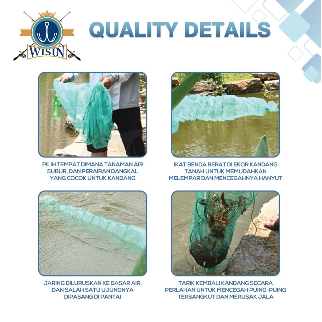 MN WISIN Jaring Bubu Naga Perangkap Udang Ikan Lipat Portable 11 Ruas 8Lubang 2.5M