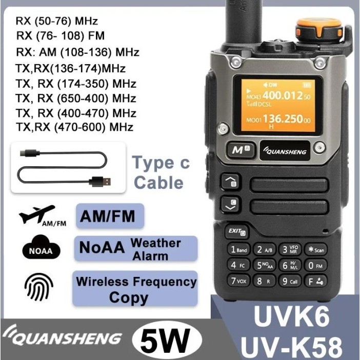 HT Quansheng UV K6 Walkie Talkie Quanseng UVK6 Multiband Air Band - UV-K5
