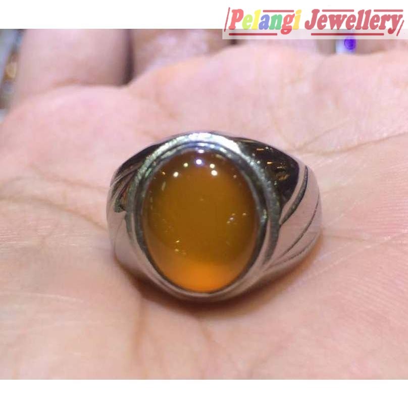Cincin Titanium Tanam Batu Akik Natural Solar Aceh Small Size HQ
