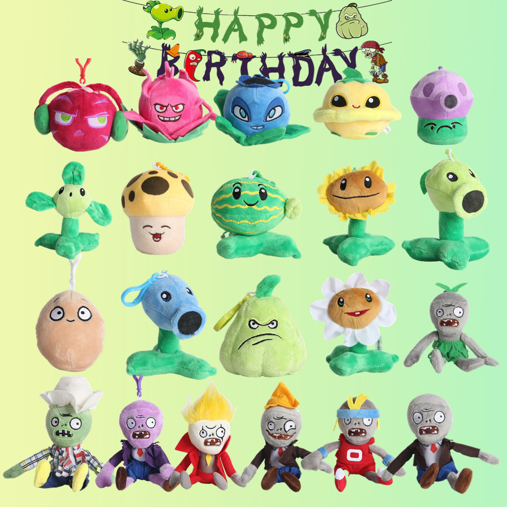 Plants vs Zombies Plush Pendant Toys Peashooter Cherry Bomb PVZ Sunflower Squash Split Pea Soft Stuf
