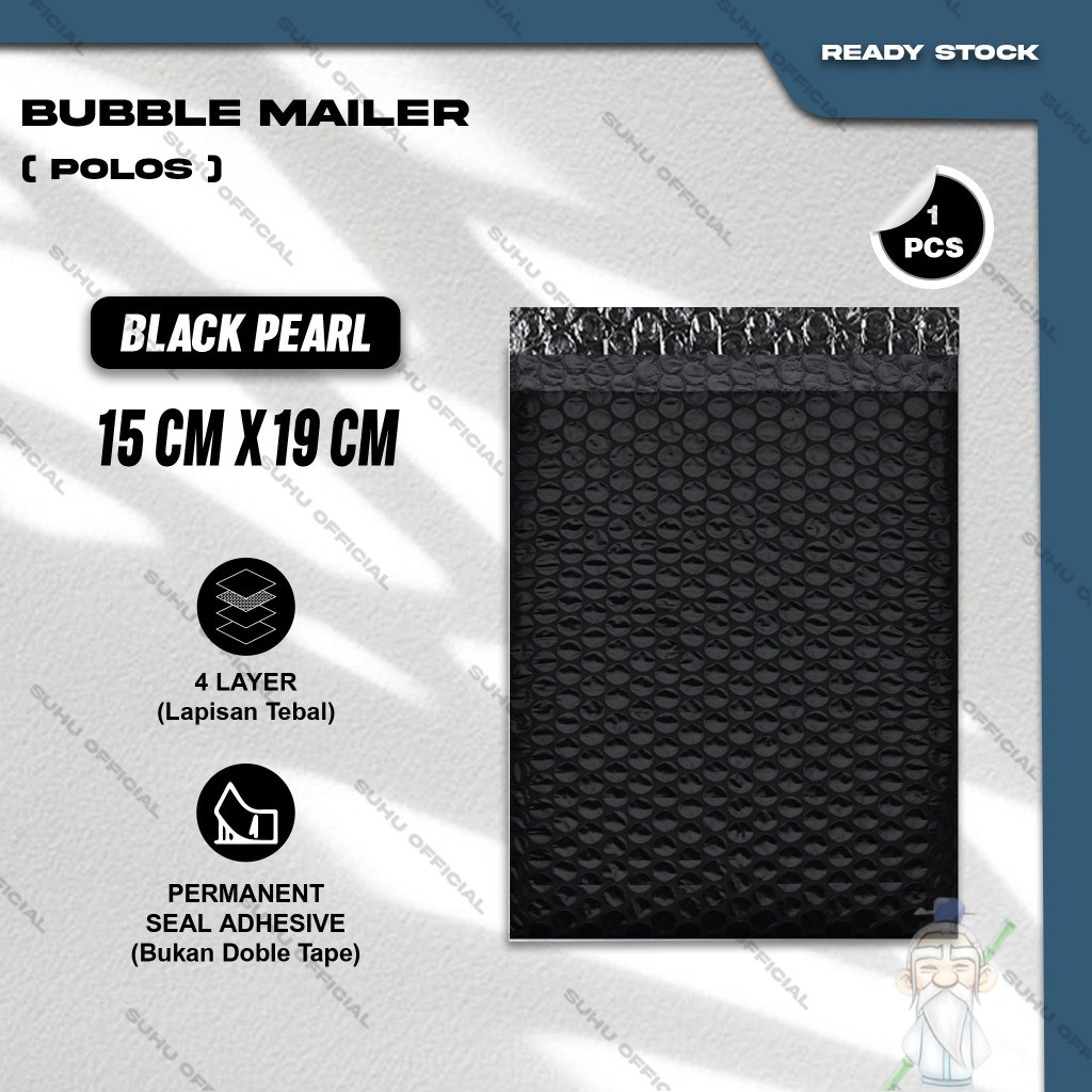 

Plastik Packing BUBBLE MAILER Hitam Kantong Polybubble Amplop Bubble Envelope Polymailer Olshop Polos Ukuran 15X19