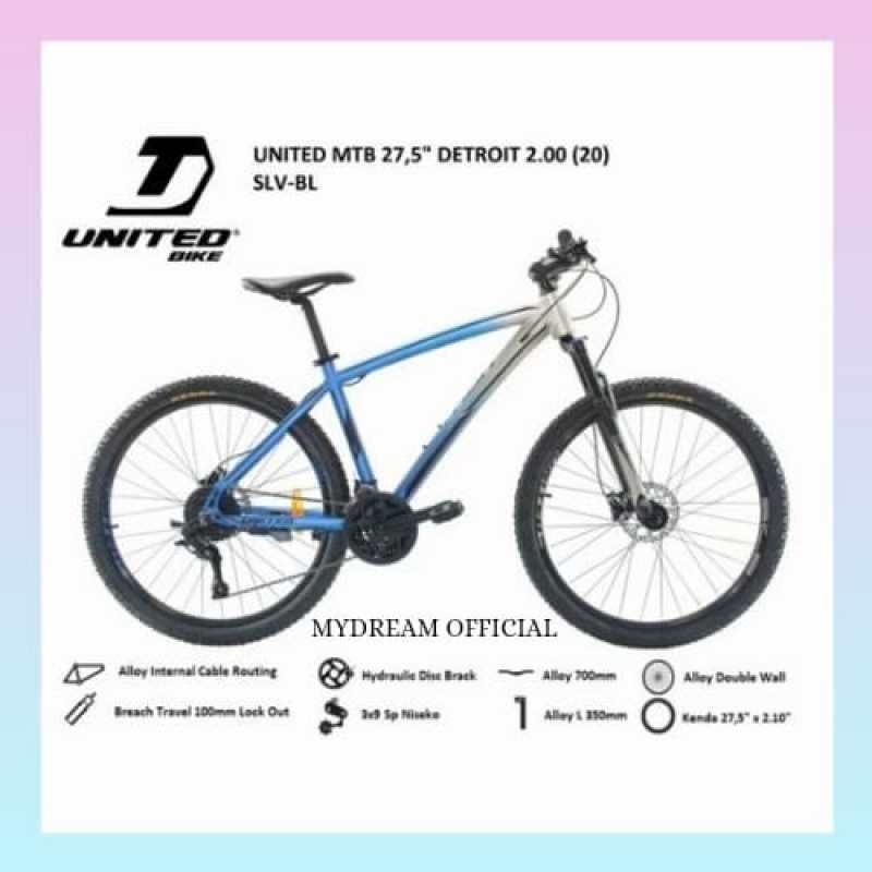 SEPEDA GUNUNG 27.5 INCH MTB UNITED DETROIT 2.0 2.00 27 SPEED HIDROLIK SEPEDA READY SIAP KIRIM - TERM