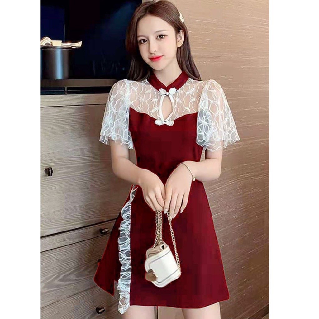 0420 Gaun Dress Wanita Hibisca Wedges TE