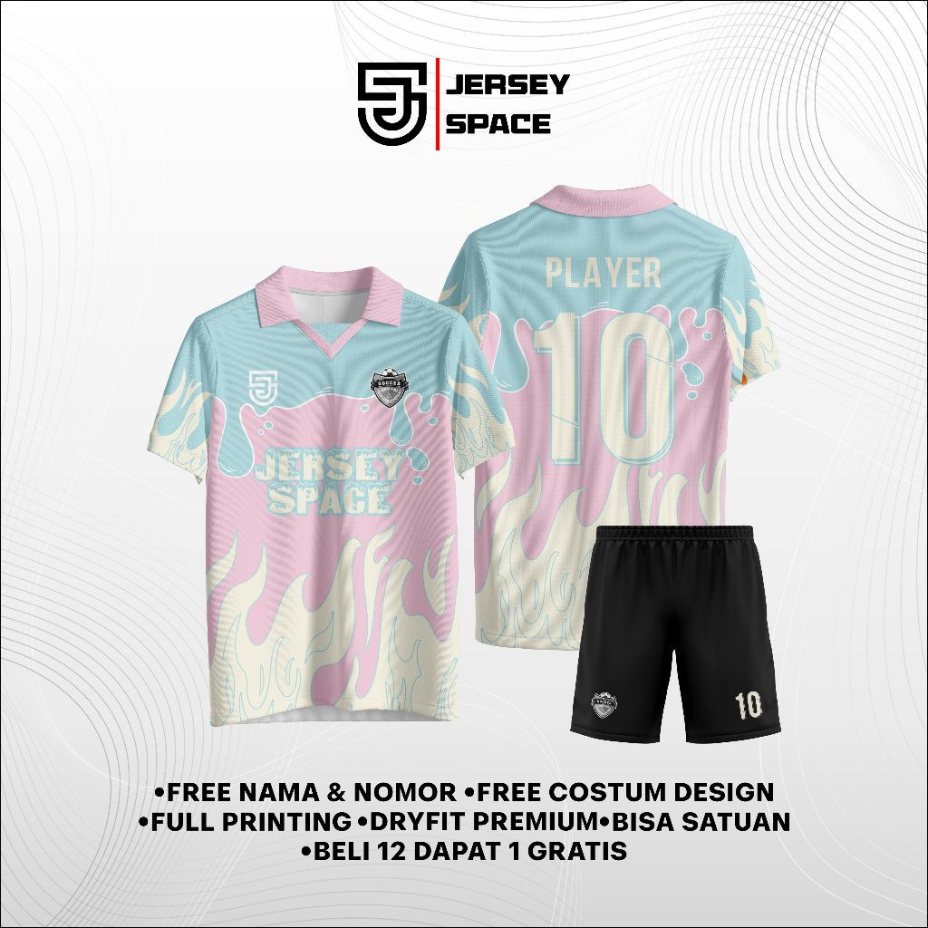 D54FJ Jersey Baju Kaos Futsal Bisa Satuan Free Design Logo Nama dan Nomor Full Printing