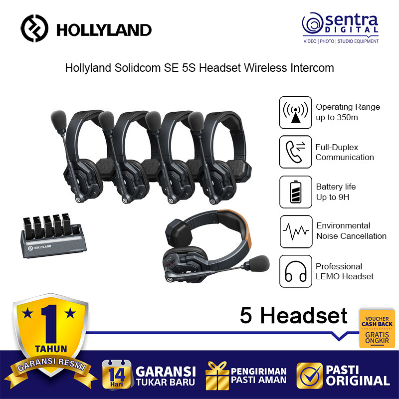 Hollyland Solidcom SE 5S Global Version Full Duplex Noise Canceling Headset Intercom System 5 Person