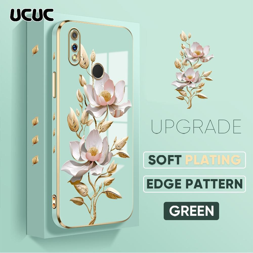 UCUC Realme 3 Pro (Lanyard Gratis) Untuk Casing Hp Softcase Kesing Cartoon Square Edge Pattern Desig